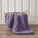 WESHIONGOO Chunky Knit Blanket Throw 40"×40" Knitted Throw Blankets for Couch Bed Fluffy Soft Blanket with Jumbo Chenille Yarn Thick 100% Handmade(Purple) by CozyNest Decor