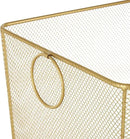 Deco 79 Metal Storage Cart Square Mesh Wire Rolling Laundry with Ring Handles, 17" x 16" x 24", Gold by GreenHaven Gardens