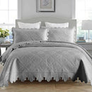 MarCielo 3-Piece 100% Cotton Oversized Bedspread Lightweight Quilt Coverlet Embroidery Farmhouse Bedding Set (Tk Light Grey, Oversized Queen (100"x106")) by CozyNest Decor
