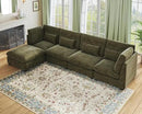 Oversized Modular Sofa, Extra Deep Cloud Chenille Sectional Couch with Ottoman Chaise, Fluffy Chenille 5 Seater Sofa Bed for Living Room, Villa (L Shape 5 Seater, Chenille Green) by CozyNest Decor