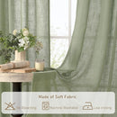 LAMIT Living Room Linen Curtains 90 Inch for Bedroom, Bronze Grommet Linen Textured Sheer Curtains Light Filtering Burlap Drapes for Farmhouse, 2 Panels, 52 x 90 Inch, Sage Green by CozyNest Decor