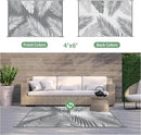GENIMO Outdoor Rug 4' x 6' Waterproof for Patios Clearance, Reversible Outdoor Plastic Straw Camping Rug Carpet, Large Area Rugs Mats for RV, Camper, Deck, Balcony, Porch, Beach, Picnic, Grey&White by CozyNest Decor
