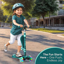 Aqua 3 Wheel Scooter with Seat for Kids – Light-Up LED Wheels, Adjustable Handlebar and Seat, Smooth PU Wheels, Wide Anti-Slip Deck, Rear Foot Brake – Toddler Outdoor Toys for Ages 2+ by TinyTreasures Baby Boutique