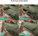 LINSY HOME Sectional Sleeper Sofa with Pull Out Couch Bed - Convertible Plush Corduroy Cloud Couch with Storage Chaise & USB Charging, Comfy Modular Couches for Living Room, Green by CozyNest Decor