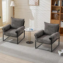 YISHENG Accent Chair with 6-Angle Adjustable Backrest, Chenille Fabric Living Room Chair Upholstered Lounge Chair, Modern Chair Cozy Reclining Chair for Reading Room, Set of 2 Gray by CozyNest Decor