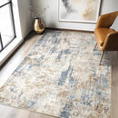 4x6 Rug Washable Area Rugs: Abstract Modern Soft Stain Resistant Indoor Floor Accent Non Slip Carpet for Living Room Entryway Kitchen Bedroom Nursery Office Bedside Home House Decor- Tan by TinyTreasures Baby Boutique