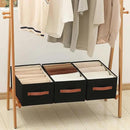 linen closet organizers and storage, 3 Pack Large Storage Baskets, Washable, Clothing Storage Bins with Handle, Closet Organizer for Storage Sweater,Sheets (Black, 18½"x11"x8½") by CozyNest Decor