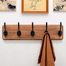 Dseap Wall Mounted Coat Rack: Patented, Heavy-Duty, 17.4" Long 5-Double-Hooks Wooden Hanger Rail for Winter Coats, Hat, Jacket, Clothing - Natural & Black, Pack of 2 by CozyNest Decor