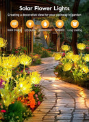 Brightown Outdoor Solar Garden Lights - 4 Pack LED Solar Flower Lights with Glowing Flowers & Stems, More Realistic, Bigger Solar Panel, Waterproof Solar Lights for Outside Yard Patio Home, Yellow by GreenHaven Gardens