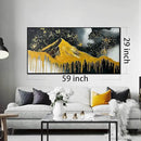 Gold Mountains Painted Wall Art for Living Room - Hand Painted Abstract Wall Art for Office - Black Framed Wall Art for Bedroom Size 29" x 59" by CozyNest Decor