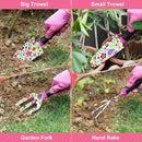 Gardening Tools Set, 10 PCS Stainless Steel Heavy-Duty with Non-slip Soft Rubber Handle with Large Garden Bag, Floral Pattern Gardening Tool Set Gifts for Women Birthday Mother's Day, Pink by GreenHaven Gardens