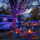 JMEXSUSS Orange and Purple Solar Halloween Lights, 2 Pack Total 400 LED Solar String Lights Outdoor Waterproof, 8 Modes Halloween Lights for Outside Halloween Tree Decorations by GreenHaven Gardens
