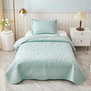 MarCielo 3-Piece 100% Cotton Oversized Bedspread Lightweight Quilt Coverlet Embroidery Farmhouse Bedding Set T0 (Aruba Blue, Twin (68"x86")) by CozyNest Decor