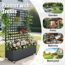 Metal Planter Box with Trellis Privacy Screen, Raised Garden Bed with Lattice Trellis & Wheels, Privacy Planters for Patio, Planter Box for Climbing Plants, Flower, 73"x 47"x 16", Black by GreenHaven Gardens
