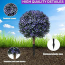 Set of 2 Artificial Boxwood Topiary Ball Trees Outdoor Faux Shrubs Artificial Boxwood Plants with Ground Spike, 24" Lavender Fake Evergreen Tree UV Resistant for Planter,Potted,Fall by GreenHaven Gardens