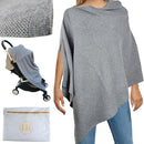 Peekaboo Knit Breathable Nursing Cover Up For Breastfeeding - Soft Organic Cotton & Cashmere Breast Feeding Covers For Women - Privacy Feature - Includes Mesh Laundry Bag (Grey) by TinyTreasures Baby Boutique