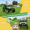 24V 4WD Ride on Truck Car w/800W Motors, Gift Flower, Remote Control, 2 Seaters, Light Bar, 3 Speeds, Pop Music, Power Four Wheels, 24 Volt Ride on Toy Car for Big Kids, Green by TinyTreasures Baby Boutique