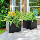 FENCY Large Square Planter 17" L x 17" W x 18" H, Planters for Outdoor Plants, Large Outdoor Planters for Porch Patio, Black Square Planter with Drainage Hole, All-Weather Use Cube Planter by CozyNest Decor