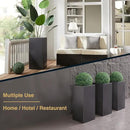 Metallic Heavy Tall Outdoor/Indoor Planter Box, Rectangular, 14Lx14Wx30H Inches, ‎25LBS/PC, Dark Gray, No Assembly Required and Seamless, Set of 2 by GreenHaven Gardens