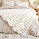 BEDELITE Faux Fur Throw Blanket for Couch, Soft and Cozy Luxurious 3D Striped Fluffy Blanket, 770GSM Thick Warm Plush Fuzzy Faux Rabbit Fur Blanket for Women Gift (Cream, 60"x 80") by CozyNest Decor