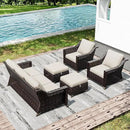 Joyside Wicker Patio Furniture Sets, 5 Pieces Upgraded Large Size Outdoor Furniture with Patio Dining Chairs, 3-Seat Sofa and Outdoor Ottoman, Thick Cushions, Wide Armrest by GreenHaven Gardens
