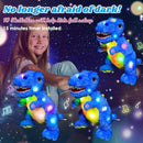 Cuteoy Light-up Singing Plush Blue Dinosaur LED Musical Stuffed Animal T-Rex Adjustable Volume Lullaby Plushies Birthday Christmas Toy Gifts for Kids Toddler Girls, 12" by TinyTreasures Baby Boutique