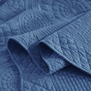 MarCielo 3-Piece 100% Cotton Oversized Bedspread Lightweight Quilt Coverlet Embroidery Farmhouse Bedding Set (Tf Midtone Blue, Oversized King (118"x106")) by CozyNest Decor