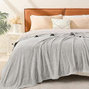 EMME Muslin and Fleece Queen Blanket Reversible - 80"*90" Grey Soft Warm Throw Blankets for Couch Bed Picnic Travel Bed by CozyNest Decor