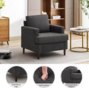 Mid-Century Accent Chair,Modern Linen Fabric Armchair for Living Room,Comfy Upholstered Reading Accent Chairs for Bedroom,Single Sofa Chair with Wood Legs (Dark Grey, 1 Pack) by CozyNest Decor