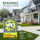Welcome Garden Flag - 12.5 x 18 Inch Double-Sided Spring Garden Flag - Printed Wreath in Plaid Background Seasonal Outdoor Banner for House Front Yard, Porch, Patio - Suits Standard Poles by GreenHaven Gardens