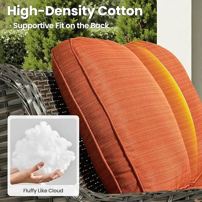 ovios 6 Pieces Patio Furniture Set with 30" Fire Pit Table, Outdoor Wicker Sofa with Ottomans, Comfy Cushions, High Back Couch Conversation Set, Brown Rattan, Orange Red, photo 7 of 9