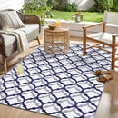 OLANLY Reversible Outdoor Rug 5x8 ft Clearance, Waterproof Outdoor Plastic Straw Rug with Interlacing Pattern, RV Mat for Patio, Camping, Balcony, Deck, Backyard, Navy & White by CozyNest Decor