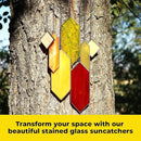 Sensory4U Stained Glass Suncatcher – Element Earth Tones Window Hanging Wall Art – Modern Design Home or Garden Décor – Unique Glass Suncatcher for Window, Porch, or Patio by GreenHaven Gardens