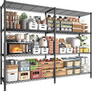 REIBII 61.7''W Storage Shelves Load 1220LBS Wire Shelving Unit 4 Tier Metal Shelving for Storage Rack Shelves Heavy Duty Garage Shelf Pantry Shelves Kitchen Shelving, 61.7" W*62.9" H*15.8" D, Black by CozyNest Decor