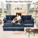 108" U Shaped Couch, Modular Sectional Sofa, 3-Seater Comfy Cloud Couch with Movable Ottoman, Deep Seat Couches for Living Room, Chenille, Navy by CozyNest Decor
