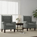 Accent Chair, Upholstered Armchair with Button Tufted High Back & Solid Wood Legs, Comfy Wingback Reading Single Sofa Chair for Small Spaces, Living Room, Bedroom (Grey, Set of 1) by CozyNest Decor
