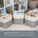 OrganiHaus 12x12 Cube Storage Bins 4 Pack, Foldable Cube Storage Organizer w/ Rope Handles, Collapsible Fabric Bins for Toys, Clothes & Closet Organization, Fabric Square Baskets - Gray/White by CozyNest Decor