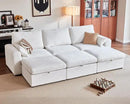 Oversized Modular Sofa Comfy Cloud Couch with Storage, Extra Deep Plush Sectional Sofa Set for Living Room, Covers Washable, Chenille, Olar (White, 6-Seater with 3 Ottomans, Sleeper) by CozyNest Decor