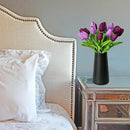 Mandy's Artificial Tulips 20 Stems Shades of Purple PU Faux Flowers for Wedding Home Decor 13.5 Inch by CozyNest Decor