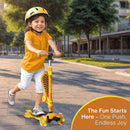 Orange 3 Wheel Scooter with Seat for Kids – Light-Up LED Wheels, Adjustable Handlebar and Seat, Smooth PU Wheels, Wide Anti-Slip Deck, Rear Foot Brake – Toddler Outdoor Toys for Ages 2+ by TinyTreasures Baby Boutique