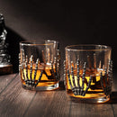 Skeleton Four Handed Whiskey Glass Set Of 2 By 12OZ Skeleton Glasses 5 H Goth Gifts by The Wine Savant