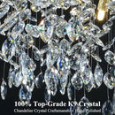 Modern Crystal Gold Chandelier, 55" Large Rectangular Oval Tree Branch Crystal Chandeliers for Dining Room,16-Light Flush Mount K9 Crystal Chandeliers, for Kitchen Island,Dining Room by CozyNest Decor