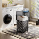 SMIBUY Double Laundry Hamper with Lid, 120L Bamboo Laundry Basket with Removable Liner Bag, 2-Section Clothes Divider Laundry Sorter for Laundry Room, Bathroom, Bedroom (Black) by CozyNest Decor