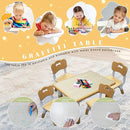 Kids Table and 4 Chairs Set with Graffiti Desktop, Toddler Furniture Set, Non-Slip, Table Children Study Desk, Dining Table, Height Adjustable Desk, Painting Desktop for Kids (31.5x23.6Inch) by CozyNest Decor