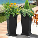 FENCY Set of 2 Tall Planters for Outdoor Plants, 24 Inch Large Tapered Pots with Drainage Trays, Weather-Resistant Plastic Plant Containers for Patio, Porch, Garden, Front Door Decor,Black,Striped by CozyNest Decor