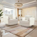 360° Swivel Accent Armchair Set of 2, 39.3" Oversized, Sherpa Boucle Fabric Sofa Chair with Removable Back & Arm Pillows, Swivel Chairs with Cozy Soft Padded, No Assembly Required, White by CozyNest Decor