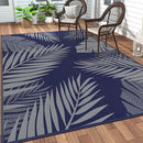 GENIMO Outdoor Rug 8' x 10' Waterproof for Patios Clearance, Reversible Outdoor Plastic Straw Camping Rug Carpet, Large Area Rugs Mats for RV, Camper, Deck, Balcony, Porch, Beach, Navy Blue&Grey by CozyNest Decor