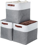 DECOMOMO Extra Large Storage Baskets 54.5L Fabric Storage Bins for Organizing Linen Closet, Toys, Nursery (Slate Grey and White, XXXL - 3 pack) by CozyNest Decor