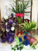 Floral Supply Online - 8" Rose Vase and Flower Guide Booklet - Decorative Glass Flower Vase for Floral Arrangements, Weddings, Home Decor or Office. (Red) by CozyNest Decor