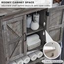 Over The Toilet Storage Cabinet, Farmhouse Bathroom Cabinet with Adjustable Shelf & Barn Door, 67" Tall Over The Toilet Shelf, Grey Wash by CozyNest Decor